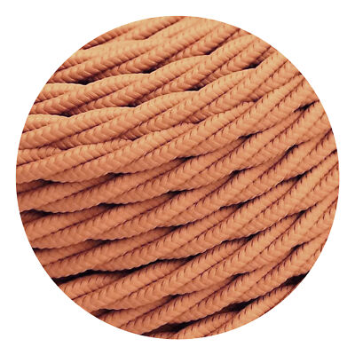 3 Core Twisted Fabric Cable 0.75mm – 20 m to 100 m Reels - Light Brown, 20 m