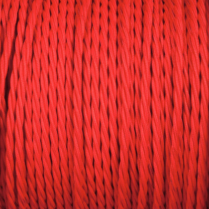 3 Core Twisted Fabric Cable 0.75mm – 20 m to 100 m Reels - Red, 20 m