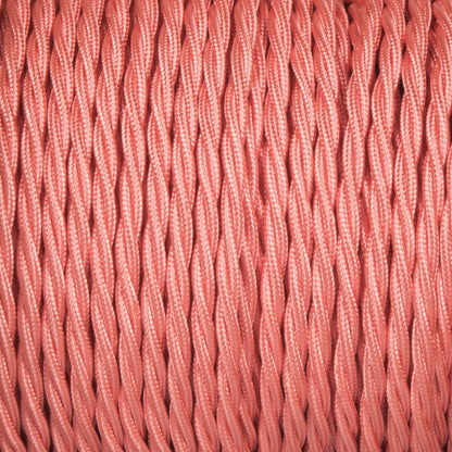 3 Core Twisted Fabric Cable 0.75mm – 20 m to 100 m Reels - Shiny Pink, 20 m