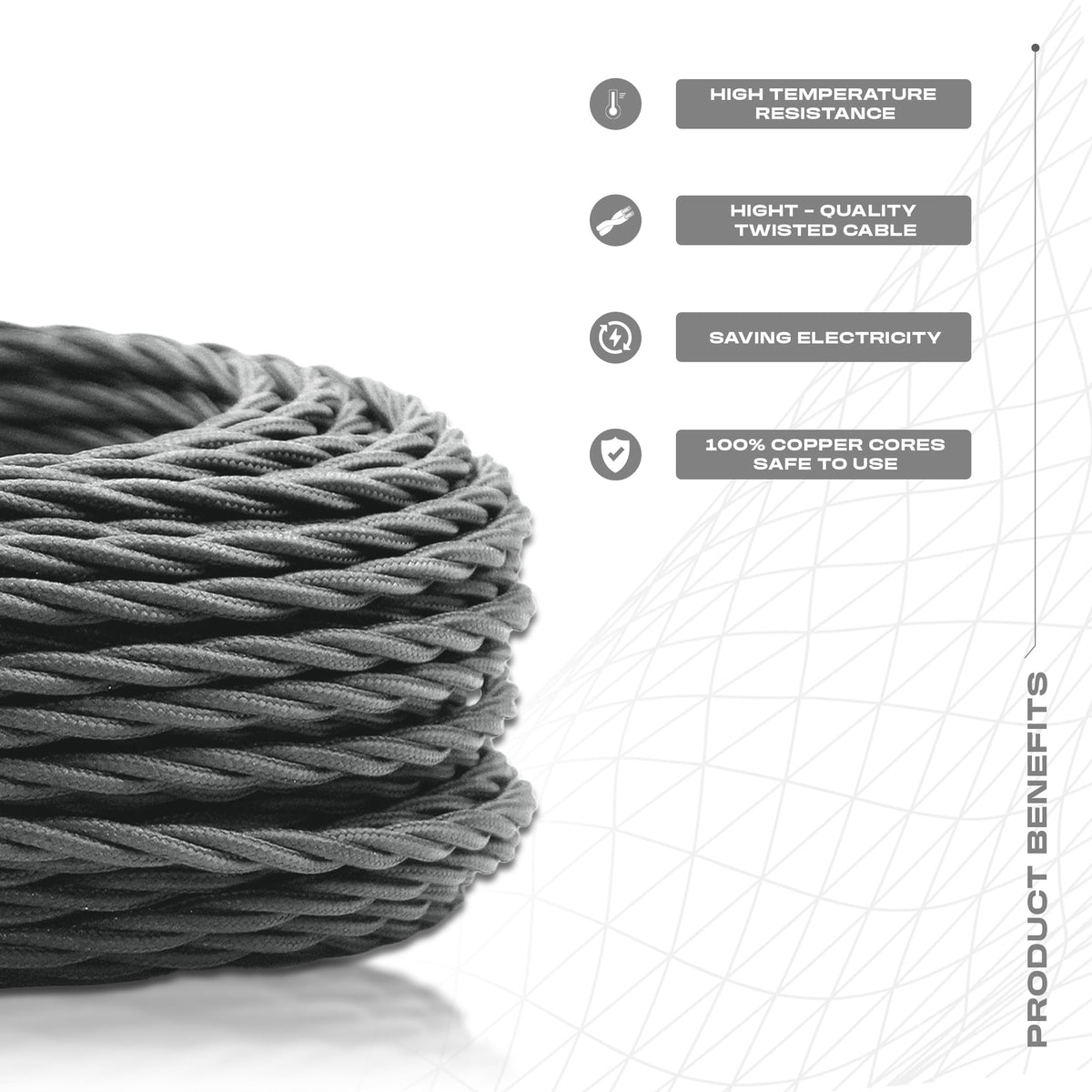 3 Core Twisted Fabric Cable 0.75mm – 5 m & 10 m - photo 3