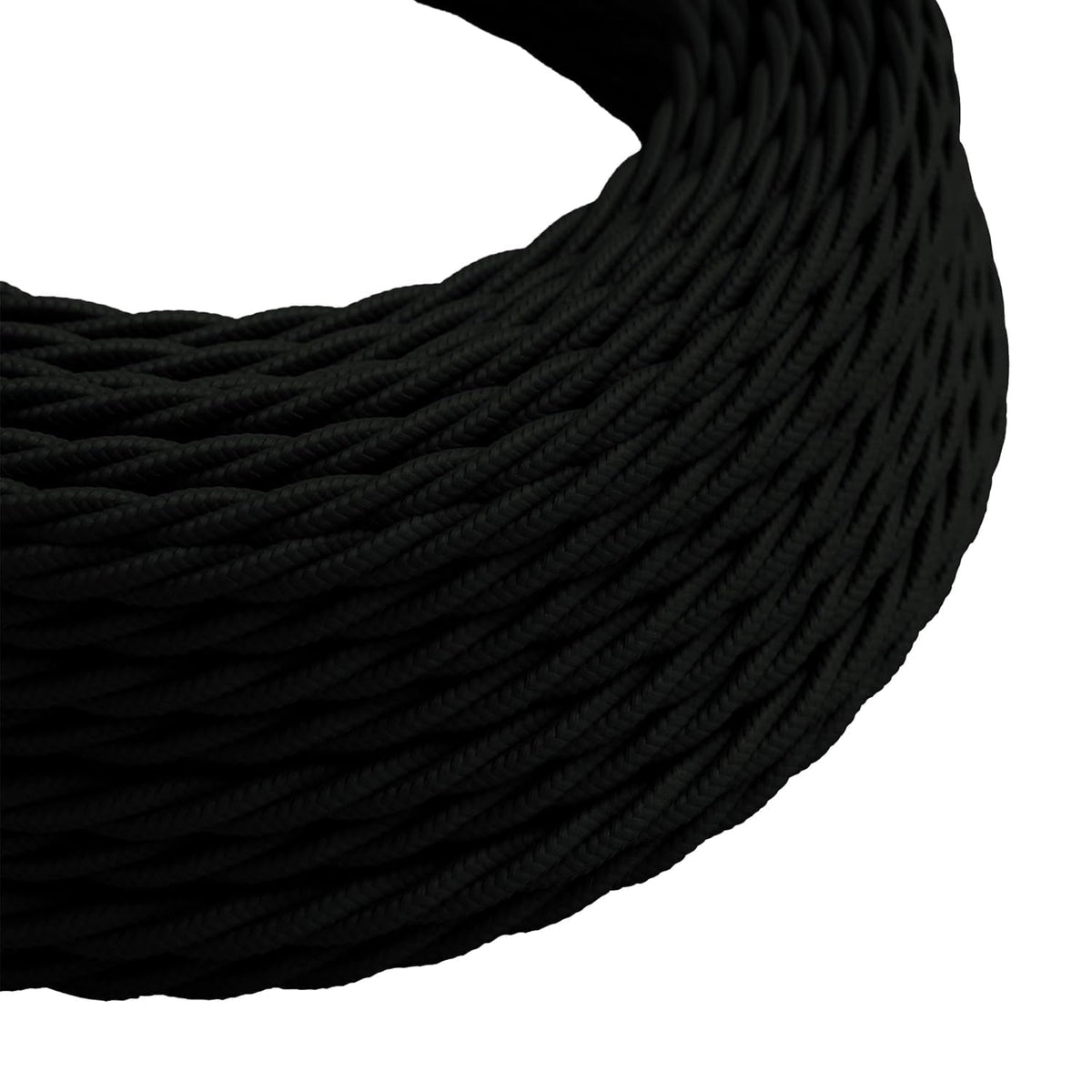 3 Core Twisted Fabric Cable 0.75mm – 5 m & 10 m - Black, 5 m