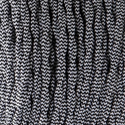 3 Core Twisted Fabric Cable 0.75mm – 5 m & 10 m - Black & White, 5 m