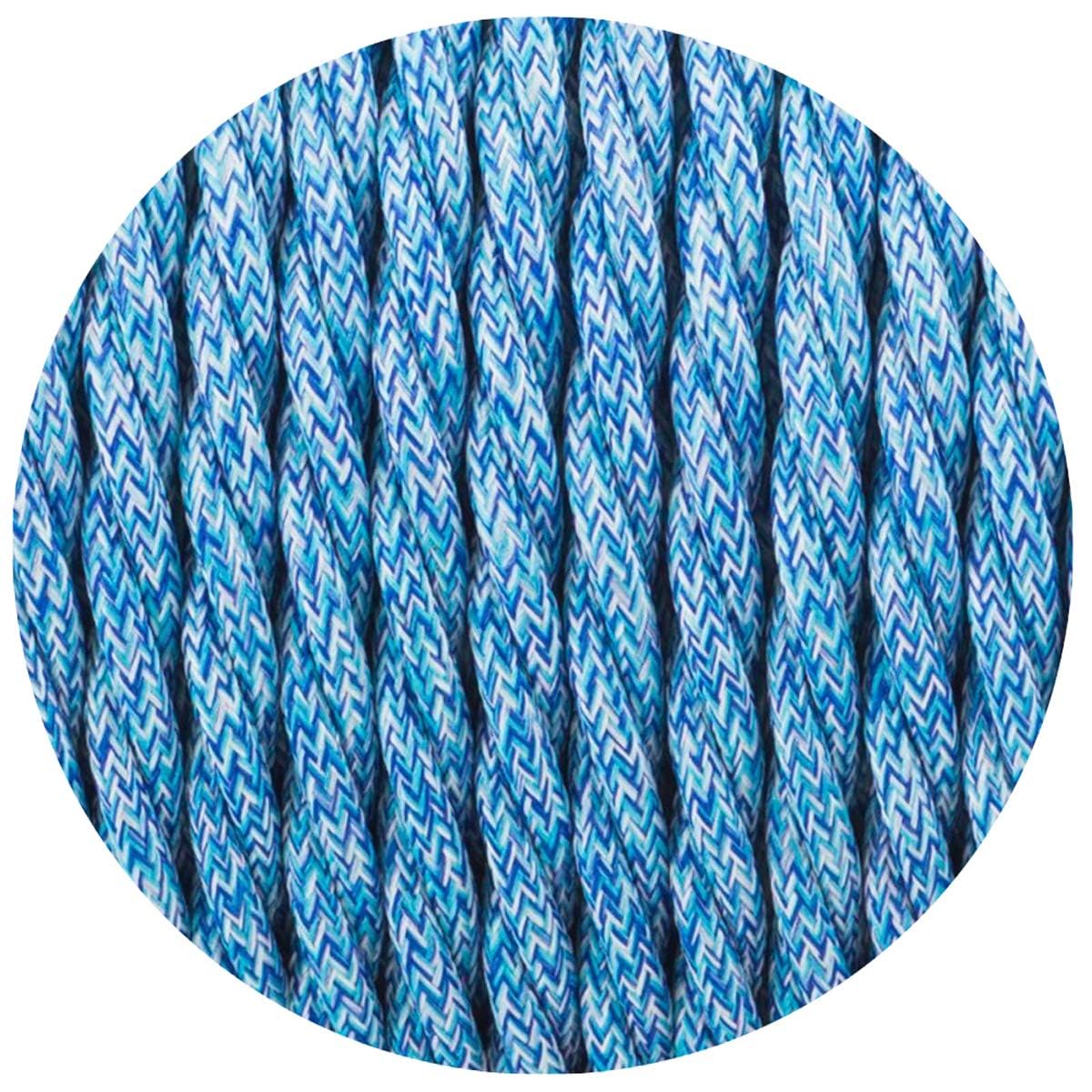 3 Core Twisted Fabric Cable 0.75mm – 5 m & 10 m - Blue Tweed, 5 m