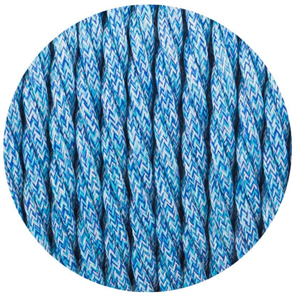 3 Core Twisted Fabric Cable 0.75mm – 5 m & 10 m - Blue Tweed, 5 m