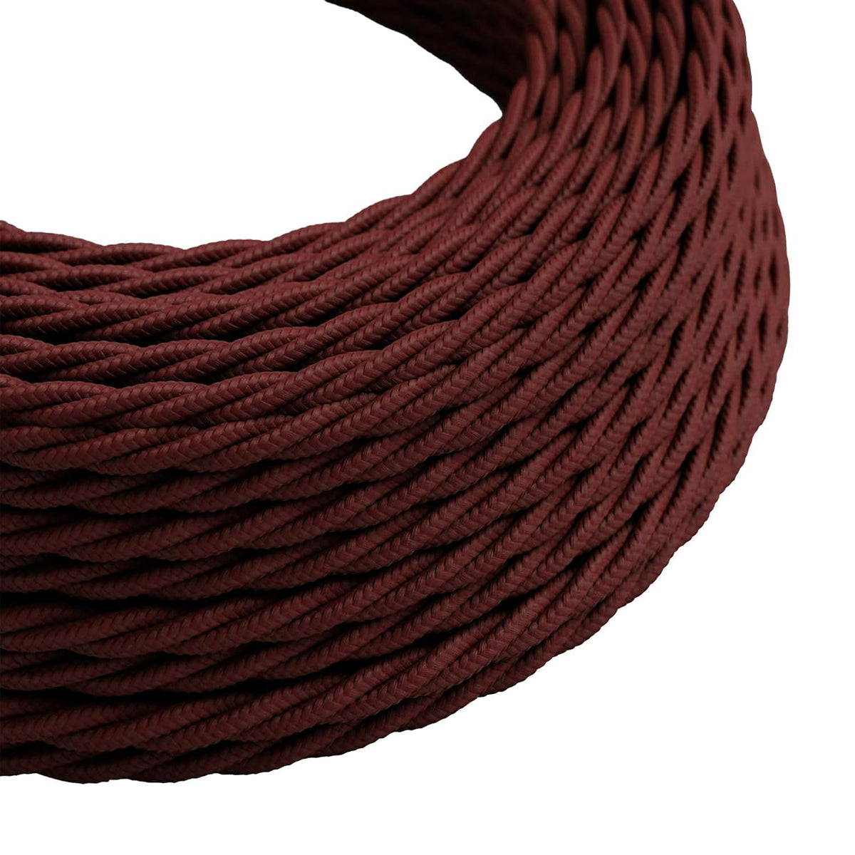 3 Core Twisted Fabric Cable 0.75mm – 5 m & 10 m - Burgundy, 5 m