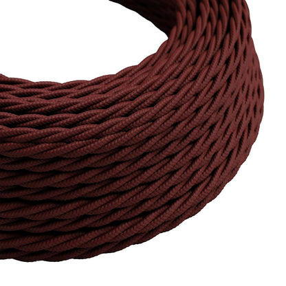 3 Core Twisted Fabric Cable 0.75mm – 5 m & 10 m - Burgundy, 5 m