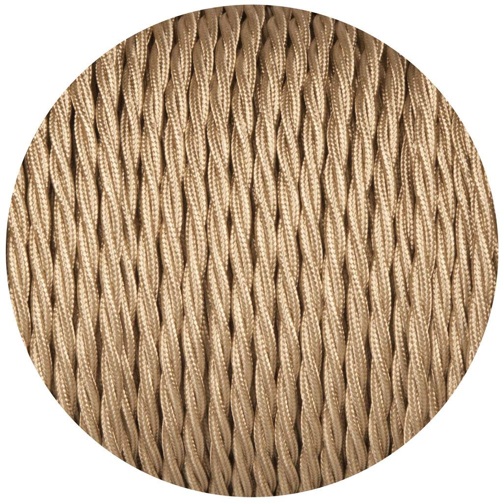 3 Core Twisted Fabric Cable 0.75mm – 5 m & 10 m - Light Gold, 5 m