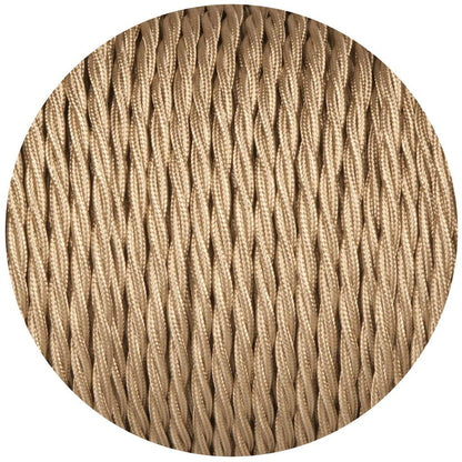 3 Core Twisted Fabric Cable 0.75mm – 5 m & 10 m - Light Gold, 5 m
