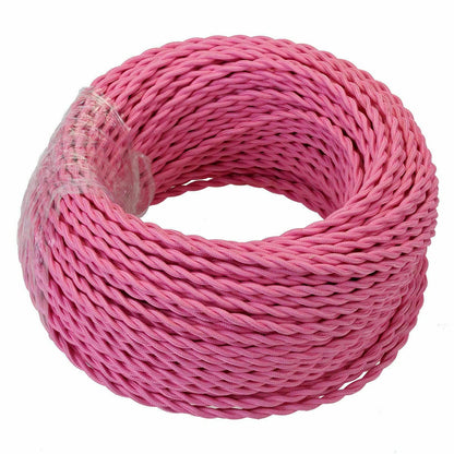3 Core Twisted Fabric Cable 0.75mm – 5 m & 10 m - Rose Pink, 5 m