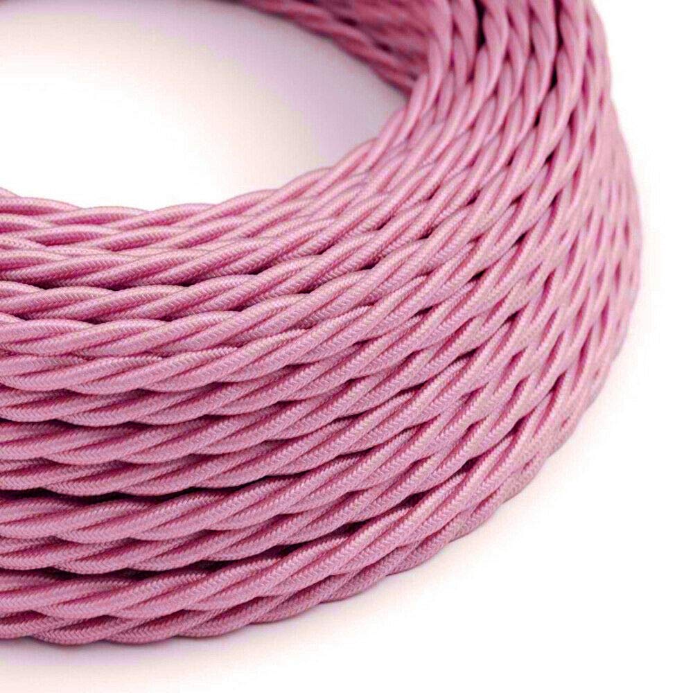 3 Core Twisted Fabric Cable 0.75mm – 5 m & 10 m - Shiny Pink, 10 m