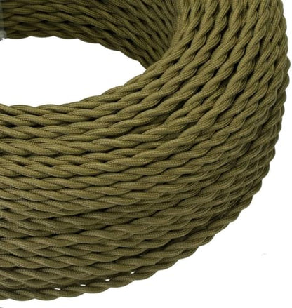 3 Core Twisted Fabric Cable 0.75mm – 5 m & 10 m - Army Green, 5 m