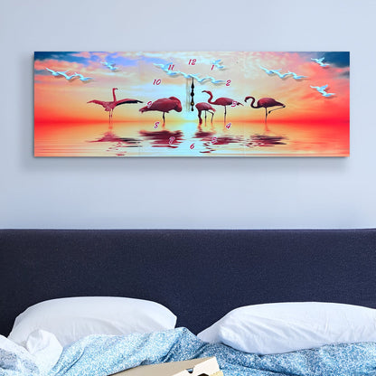 Three-Panel Canvas Wall Clock – 3 x 38 cm, Flamingos, Animals or Winter Scenes - photo 3