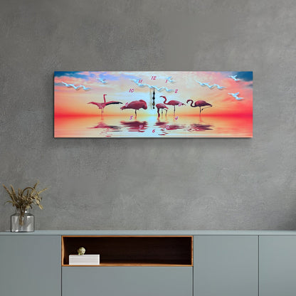 Three-Panel Canvas Wall Clock – 3 x 38 cm, Flamingos, Animals or Winter Scenes - photo 5