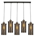 5-Light Cluster Pendant – Wire Cage Shades, Bar or Round Plate, E27 - Brushed Copper, Barrel Cage Brushed Copper, Without Bulb