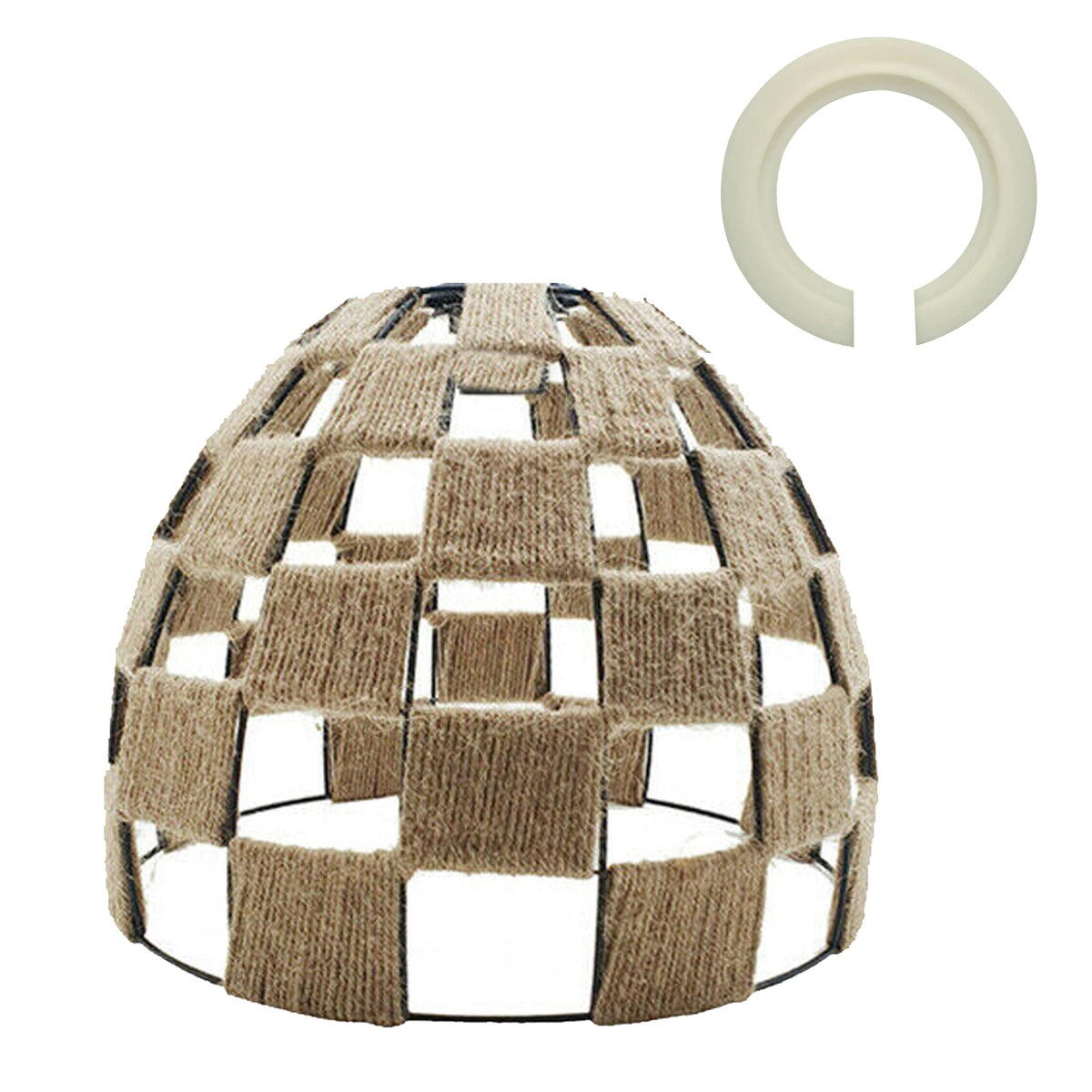 Woven Hemp Dome Lamp Shade – 32.5 cm, Easy Fit with Reducer Ring - photo 5
