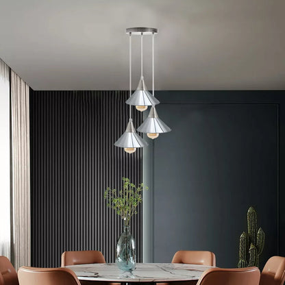 3 Light Cone Cascade Pendant – Chrome or Satin Nickel, E27