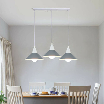 3-Light Bar Pendant Light – White, 22 cm Cone Shades, 6 Colours - photo 4