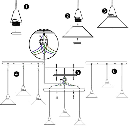 3-Light Bar Pendant Light – White, 22 cm Cone Shades, 6 Colours - photo 5