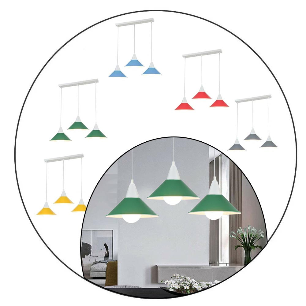 3-Light Bar Pendant Light – White, 22 cm Cone Shades, 6 Colours - photo 7