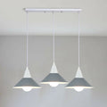 3-Light Bar Pendant Light – White, 22 cm Cone Shades, 6 Colours