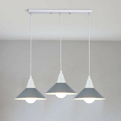 3-Light Bar Pendant Light – White, 22 cm Cone Shades, 6 Colours