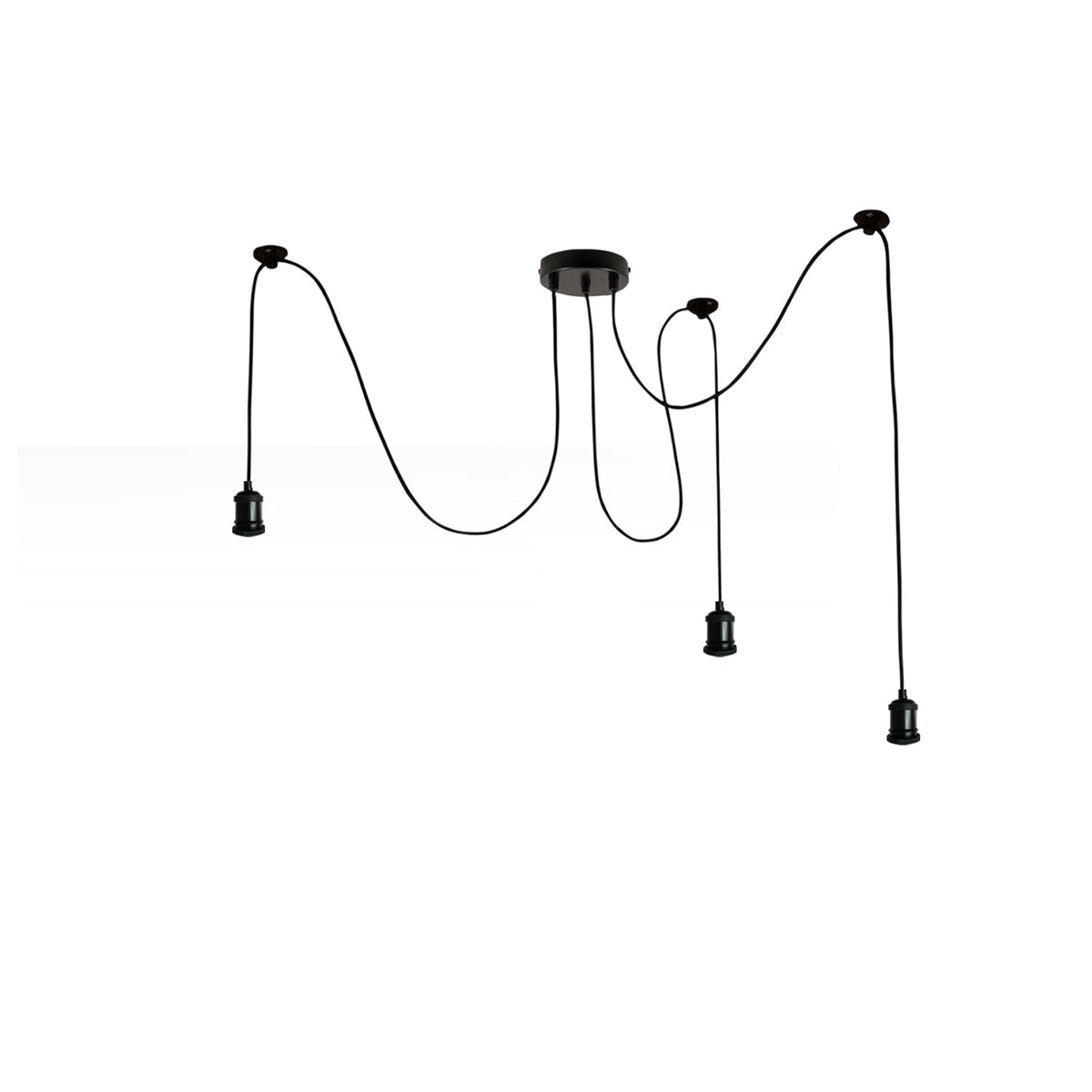 3-Light Silicone Pendant – Multi-Colour or Black, E27 - Silicone E27, Black, All Black