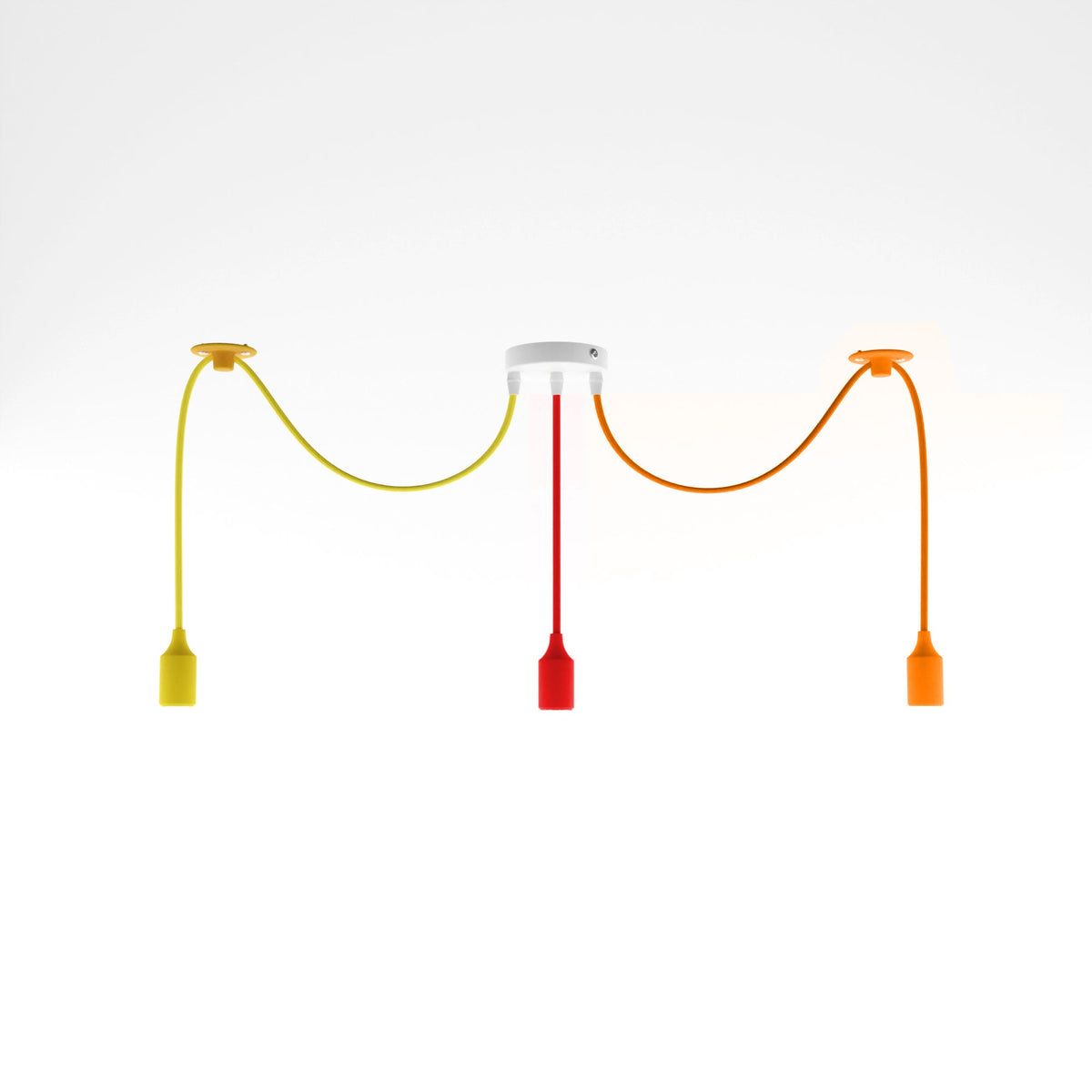 3-Light Silicone Pendant – Multi-Colour or Black, E27 - Silicone E27, Multi-Colour, Yellow, Red & Orange
