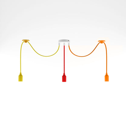 3-Light Silicone Pendant – Multi-Colour or Black, E27 - Silicone E27, Multi-Colour, Yellow, Red & Orange