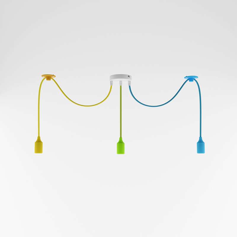 3-Light Silicone Pendant – Multi-Colour or Black, E27 - Silicone E27, Multi-Colour, Yellow, Light Green & Blue