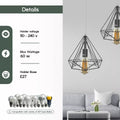 3-Light Diamond Cage Pendant – Bar or Round Ceiling Plate, 6 Colours