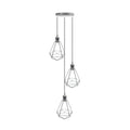 3-Light Diamond Cage Pendant – Chrome, Round Plate or Bar - Chrome, Round Ceiling Plate, Without Bulb