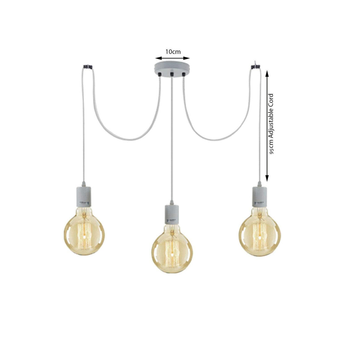 White 3-Light Spider Pendant – Swag Hooks or Diamond Cages, E27 - photo 5
