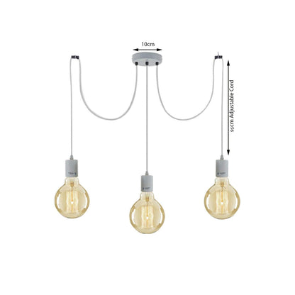 White 3-Light Spider Pendant – Swag Hooks or Diamond Cages, E27 - photo 5