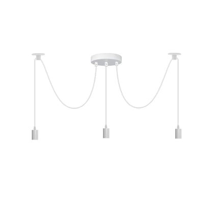 White 3-Light Spider Pendant – Swag Hooks or Diamond Cages, E27 - White, Swag Spider, 2 Ceiling Hooks, Without Bulb