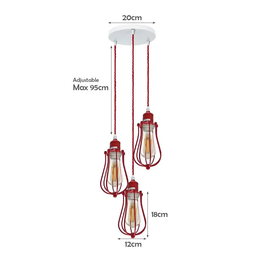 3-Light Cage Cluster Pendant – Red Balloon or Black Bar - photo 2
