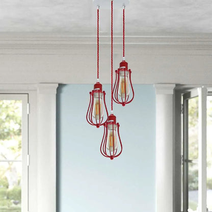 3-Light Cage Cluster Pendant – Red Balloon or Black Bar - photo 4