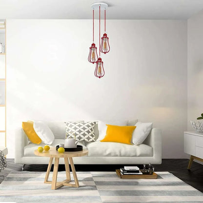 3-Light Cage Cluster Pendant – Red Balloon or Black Bar - photo 5