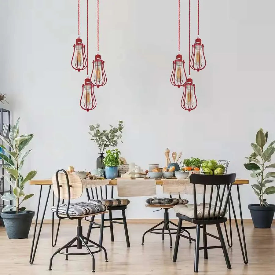 3-Light Cage Cluster Pendant – Red Balloon or Black Bar - photo 6