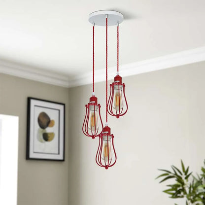 3-Light Cage Cluster Pendant – Red Balloon or Black Bar - photo 7