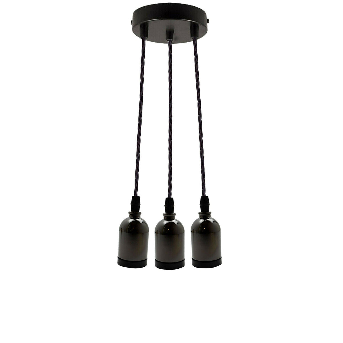 3-Light Diamond Cage Cluster Pendant – Black, E27 - Black, No Shade, Without Bulb
