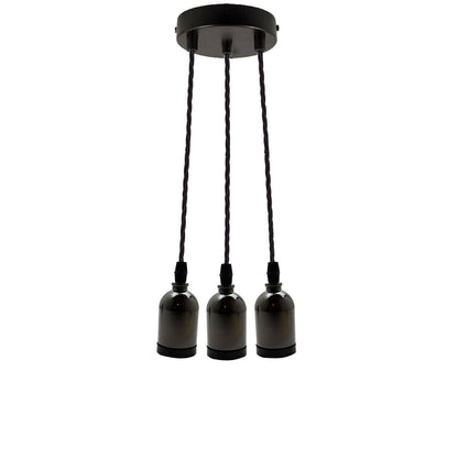3-Light Diamond Cage Cluster Pendant – Black, E27 - Black, No Shade, Without Bulb