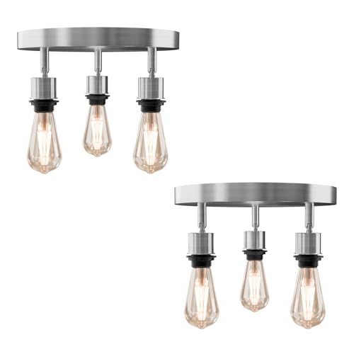 3-Light Flush Ceiling Light – Adjustable E27 Holders, 8 Finishes - photo 17