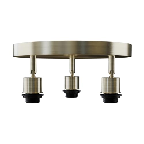 3-Light Flush Ceiling Light – Adjustable E27 Holders, 8 Finishes - French Gold, No Shade, Without Bulb