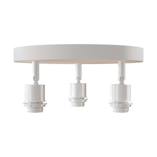3-Light Flush Ceiling Light – Adjustable E27 Holders, 8 Finishes - White, No Shade, Without Bulb