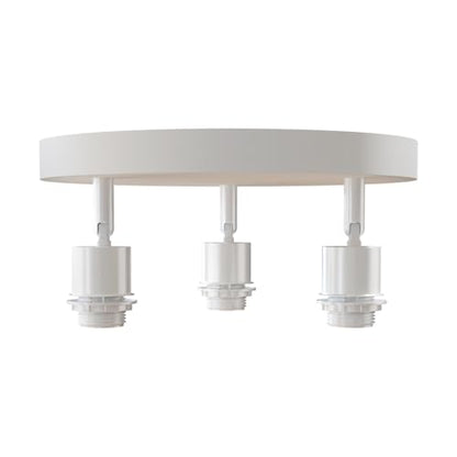 3-Light Flush Ceiling Light – Adjustable E27 Holders, 8 Finishes - White, No Shade, Without Bulb