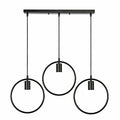 3-Light Black Pendant – Ring, Star or Bare Holders, E27 - Black, Ring Cage Black, Without Bulb