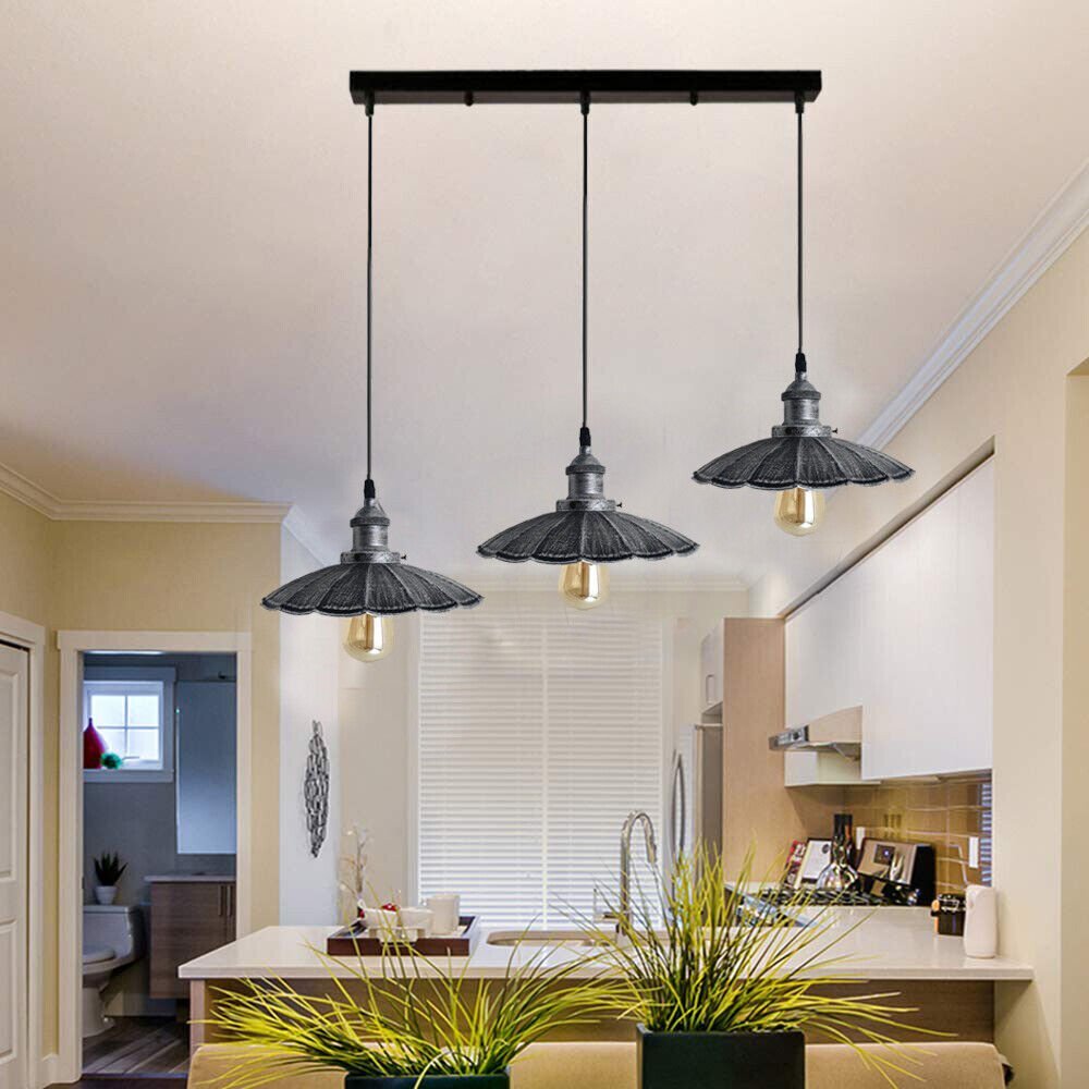 3-Light Pendant Cluster – Cone, Dome or Scalloped Shades, Plate or Bar - photo 47