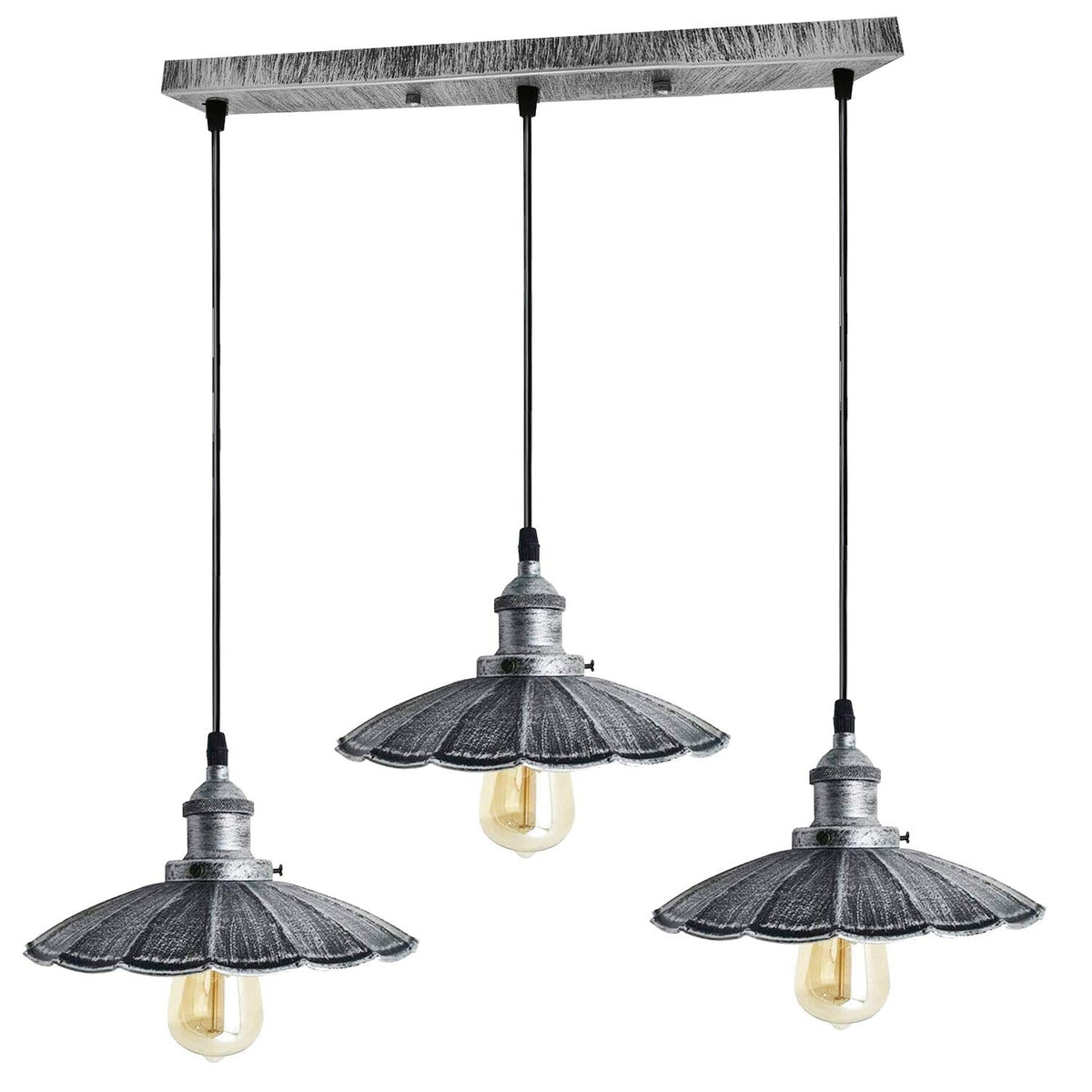 3-Light Pendant Cluster – Cone, Dome or Scalloped Shades, Plate or Bar - photo 34
