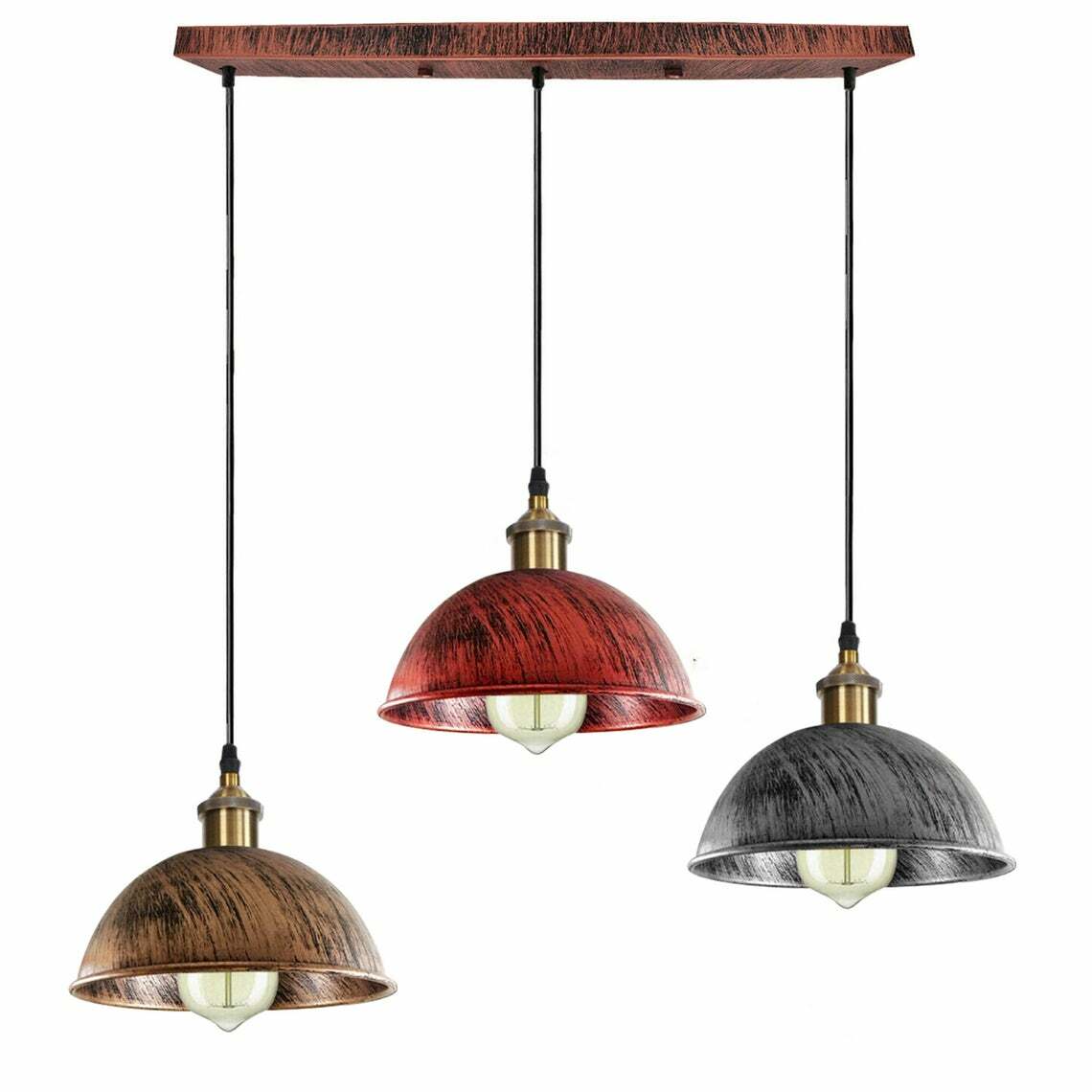 3-Light Pendant Cluster – Cone, Dome or Scalloped Shades, Plate or Bar - photo 58
