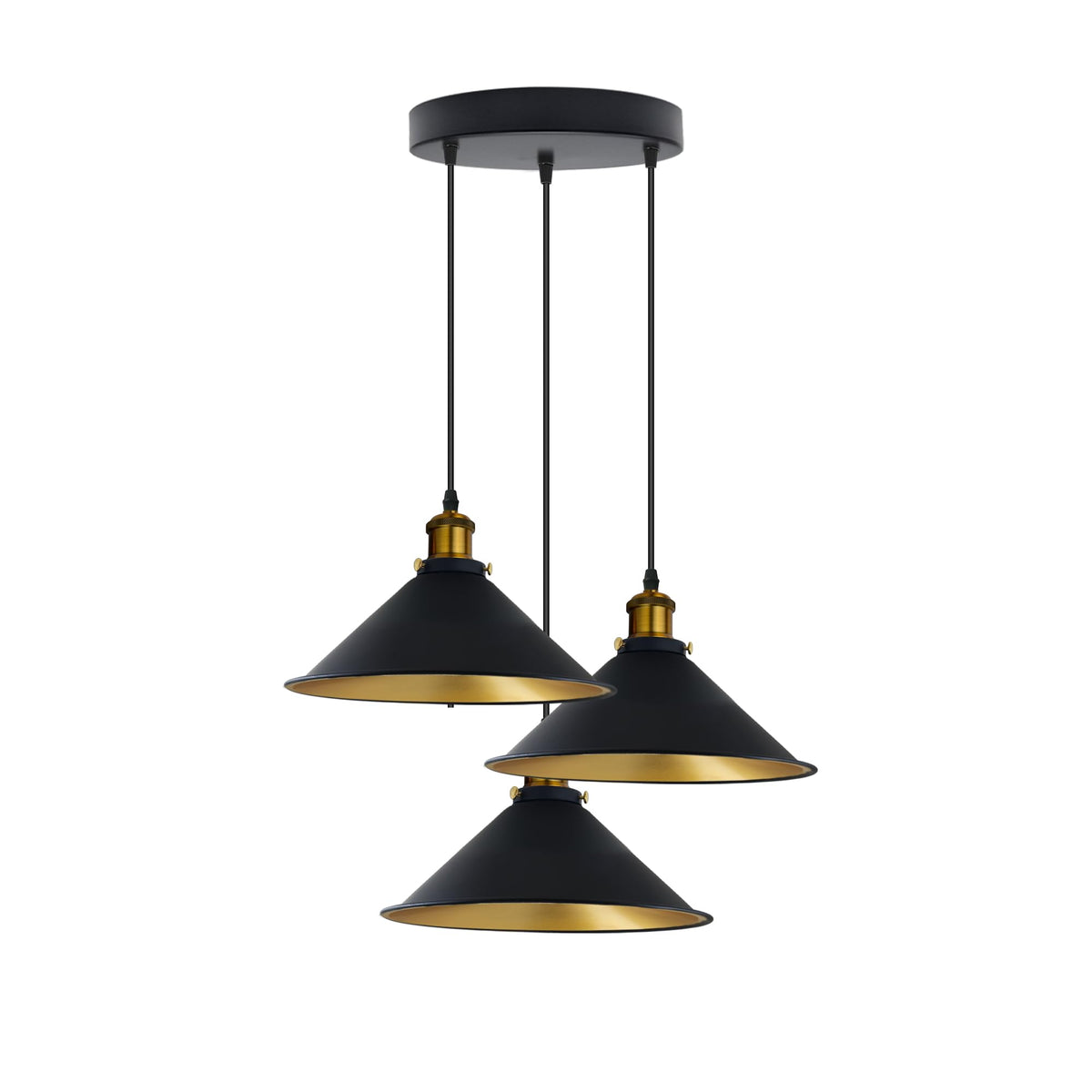 3-Light Pendant Cluster – Cone, Dome or Scalloped Shades, Plate or Bar - photo 24